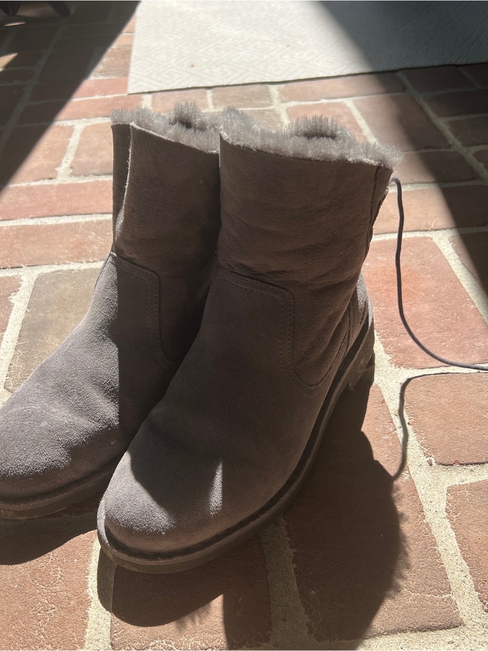 UGG Gray Suede Shearling Short Winter Boots